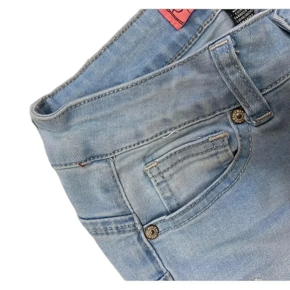 Wax Jeans Butt I Love You Distressed Skinny Light Wash Size 1 - Picture 6 of 7